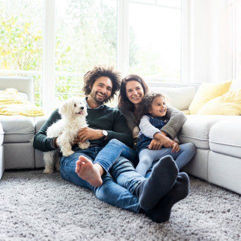 happy family on carpet