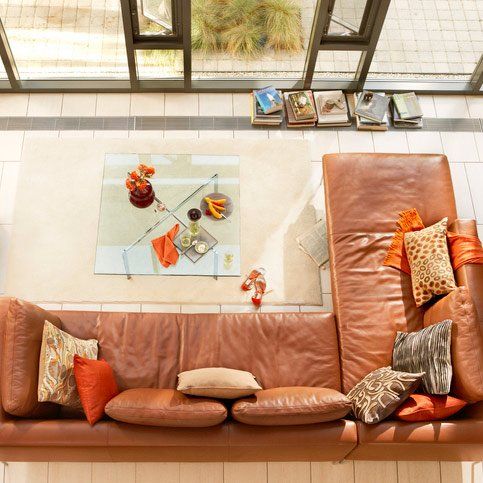 top view of leather couches