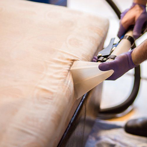upholstery being steam cleaned