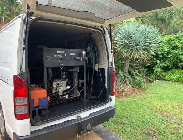 mm cleaning specialists van with cleaning equipment