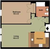 Brookview Commons One Bedroom Floor plan