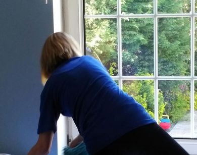 Sunny Rain Cleaner with back in view cleaning
