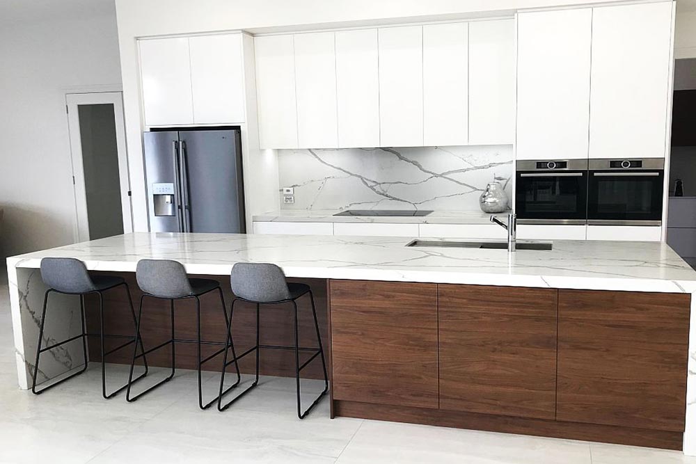 white granite top