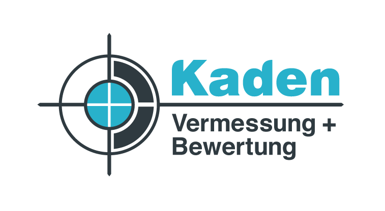 Kaden logo with target icon and text “Vermessung + Bewertung” in teal and black