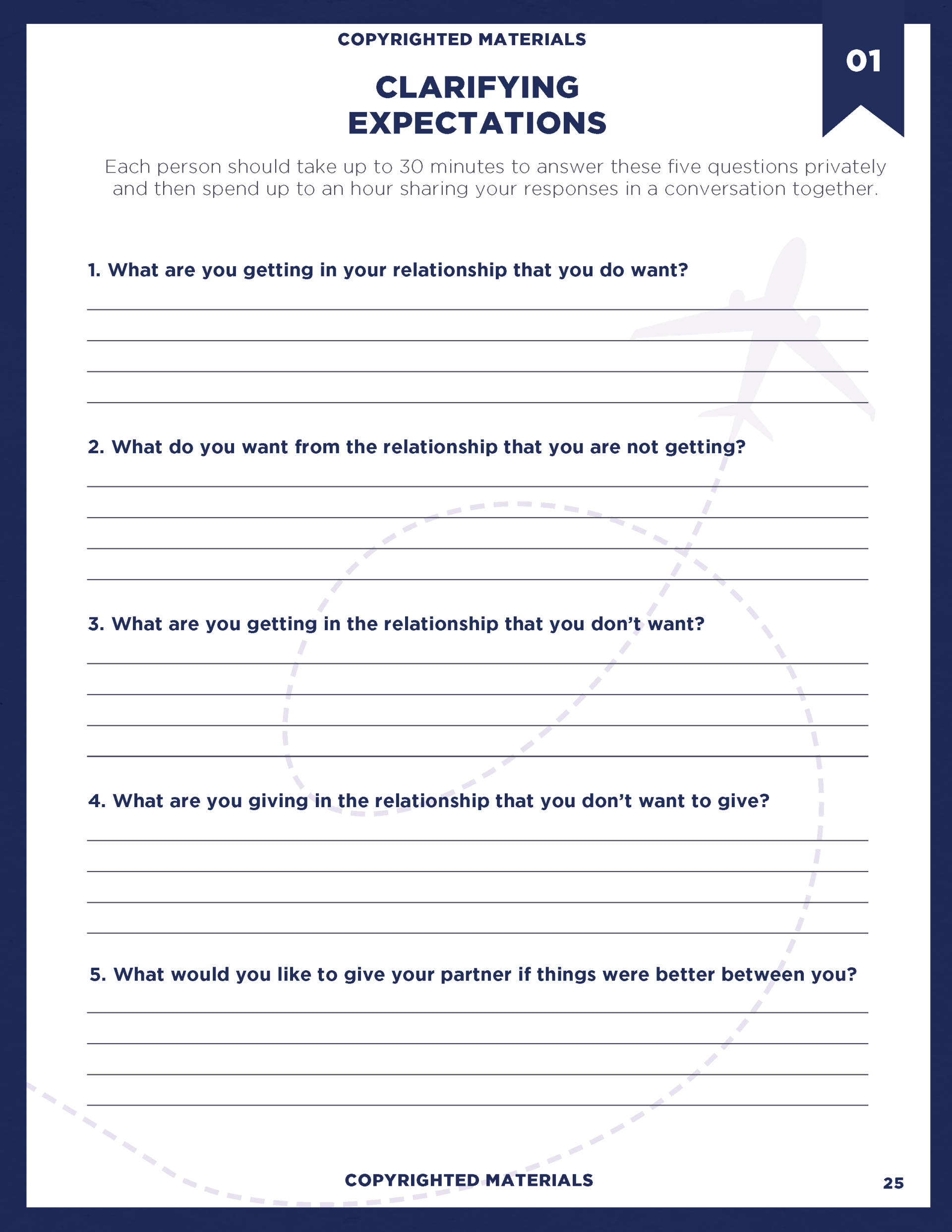 It is a worksheet about clarifying expectations.