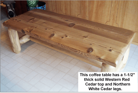 Northern White Cedar Coffee Table with Western Red Cedar Top — Rustic Furniture in  Wauseon, OH