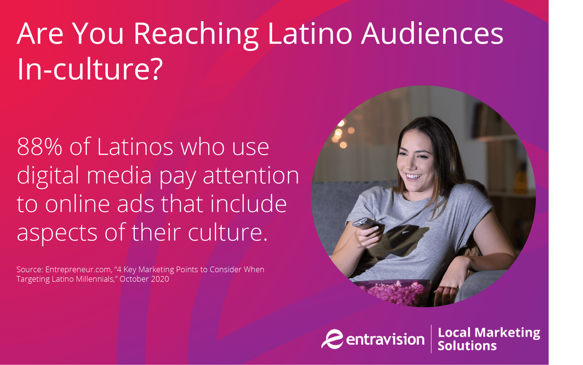 Text about 88% latinos paying attention to digital media