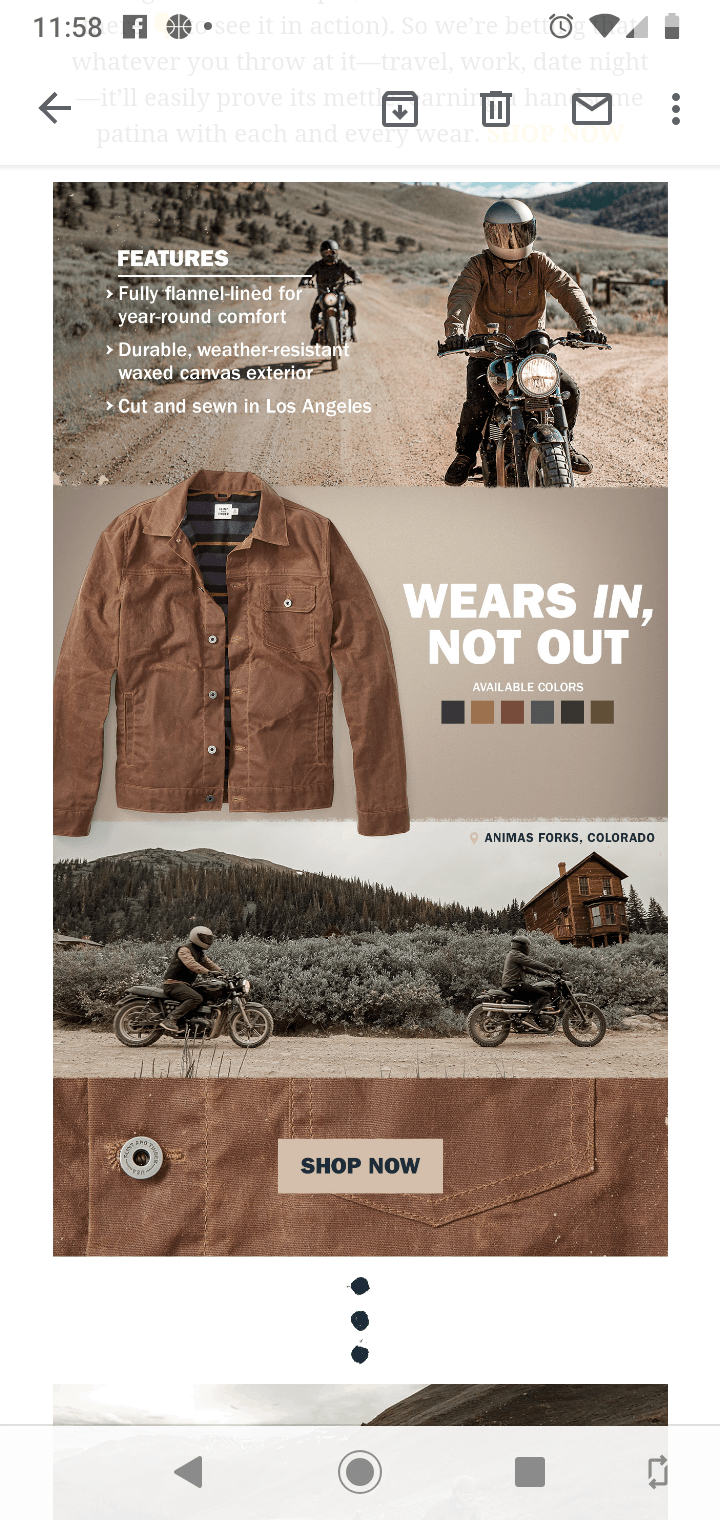 An email marketing email optimized for mobile displays the importance of optimization and design when it comes to email marketing campaigns in order for businesses to properly showcase their offerings.