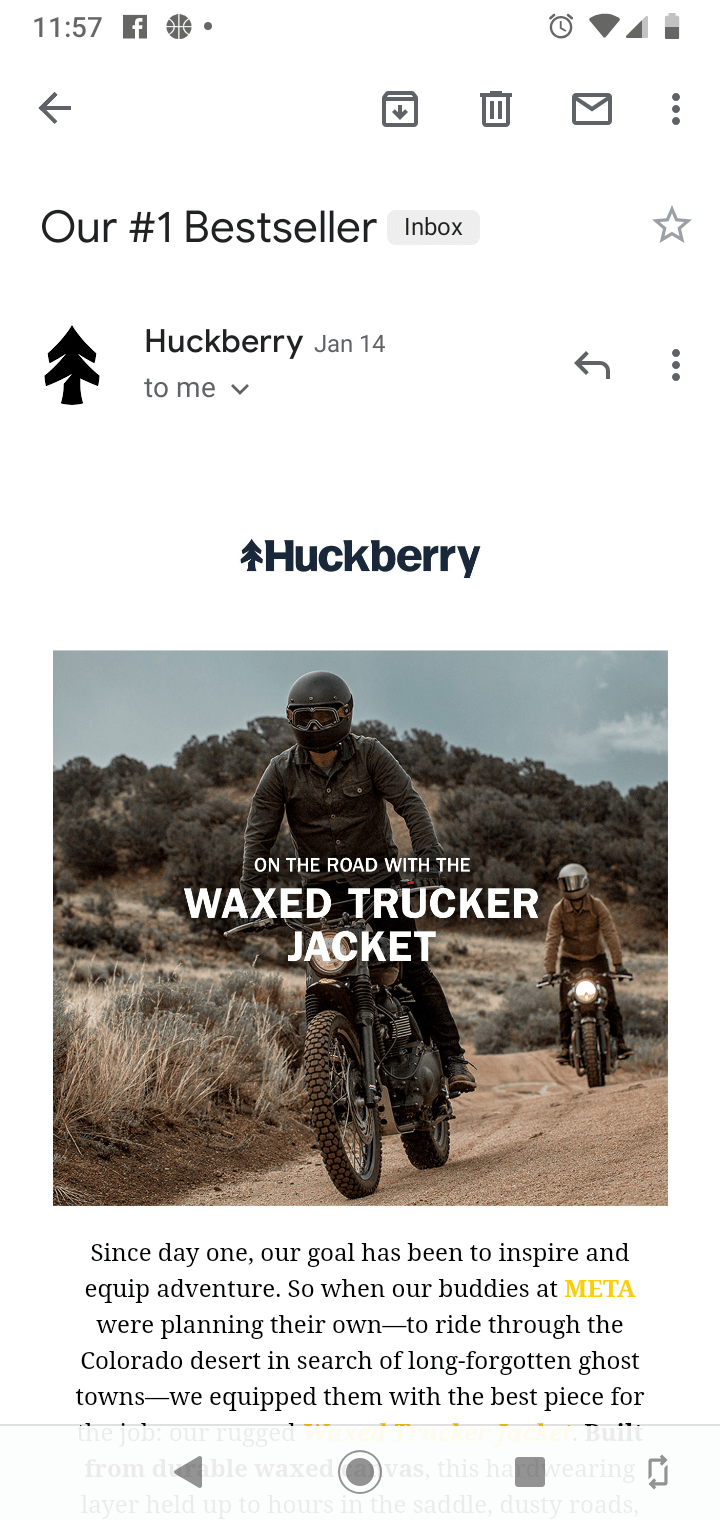 An email marketing email optimized for mobile displays the importance of optimization and design when it comes to email marketing campaigns.