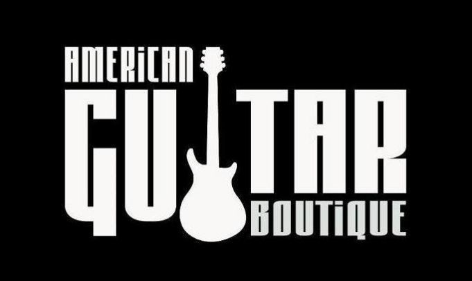 American Guitar Boutique logo: white text and guitar silhouette on black background.