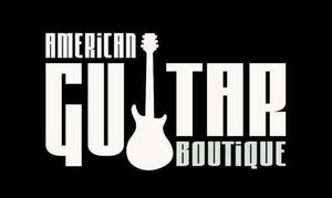 American Guitar Boutique logo: white text and guitar silhouette on black background.
