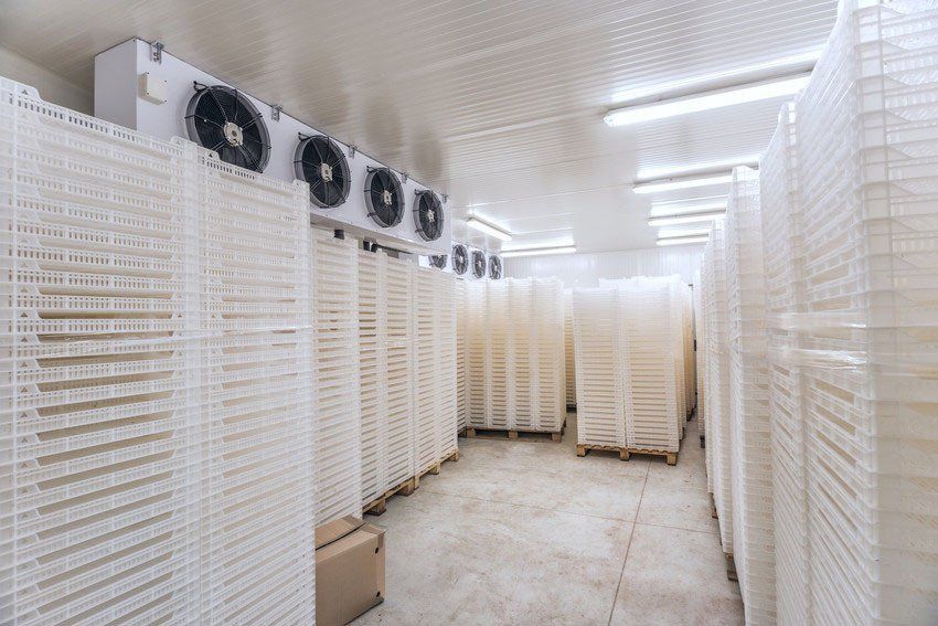 Inside of Big Industrial Refrigerator Storage at -30 Celcius