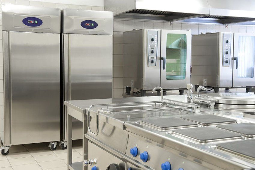 Empty restaurant kitchen with professional equipment