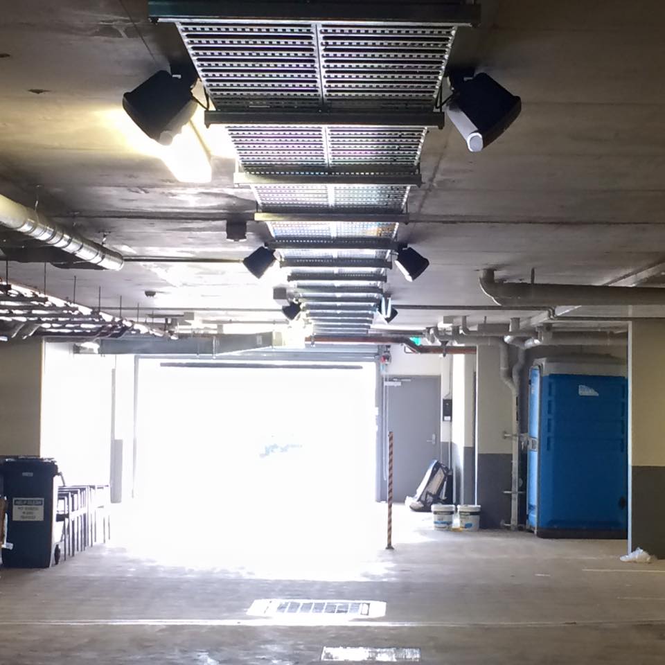 Ceiling Speakers In A Carpark — AV Services in Newcastle, NSW