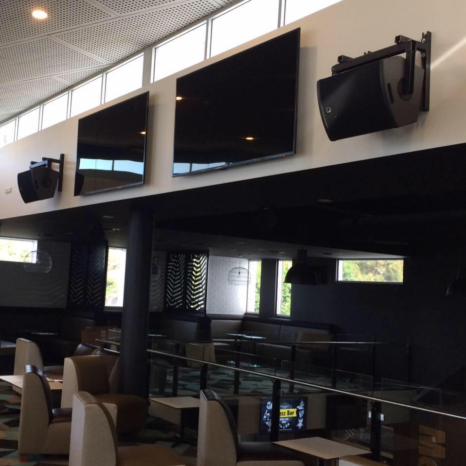Two TVs And Two Speakers On The Wall — AV Services in New Lambton, NSW