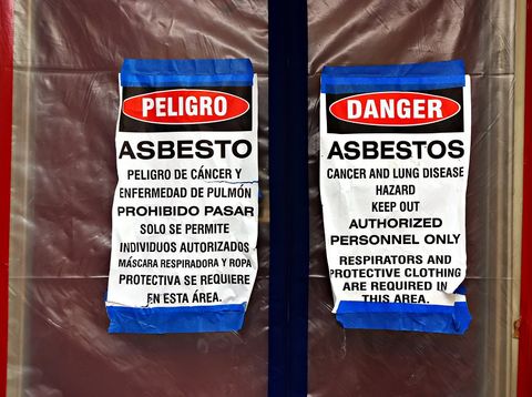 an asbestos danger signage