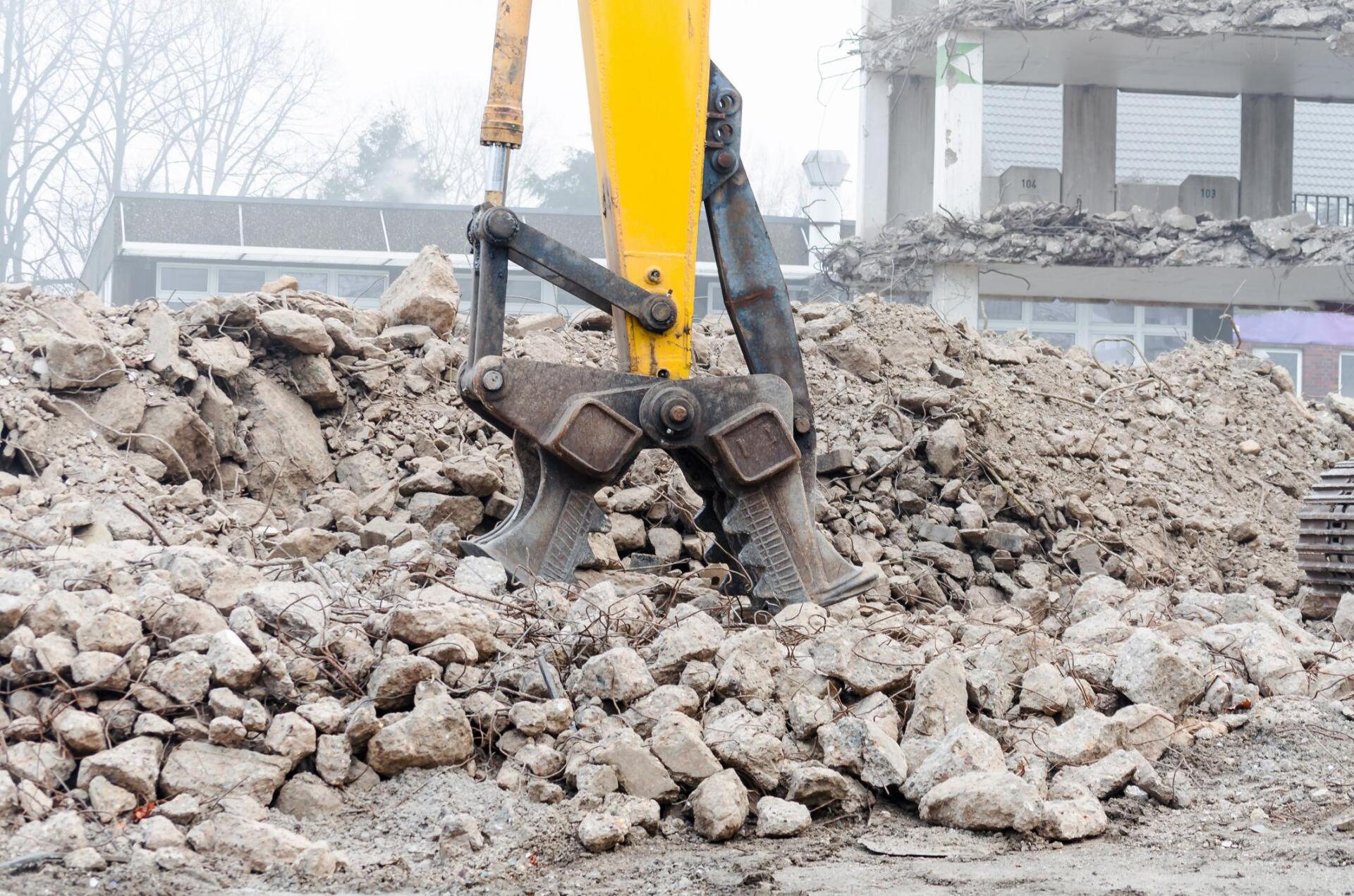a scattered concrete debris