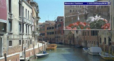 Bond raced a gondola through the canals of Venice in Moonraker (1979) Bond raced a gondola through the canals of Venice in Moonraker (1979)