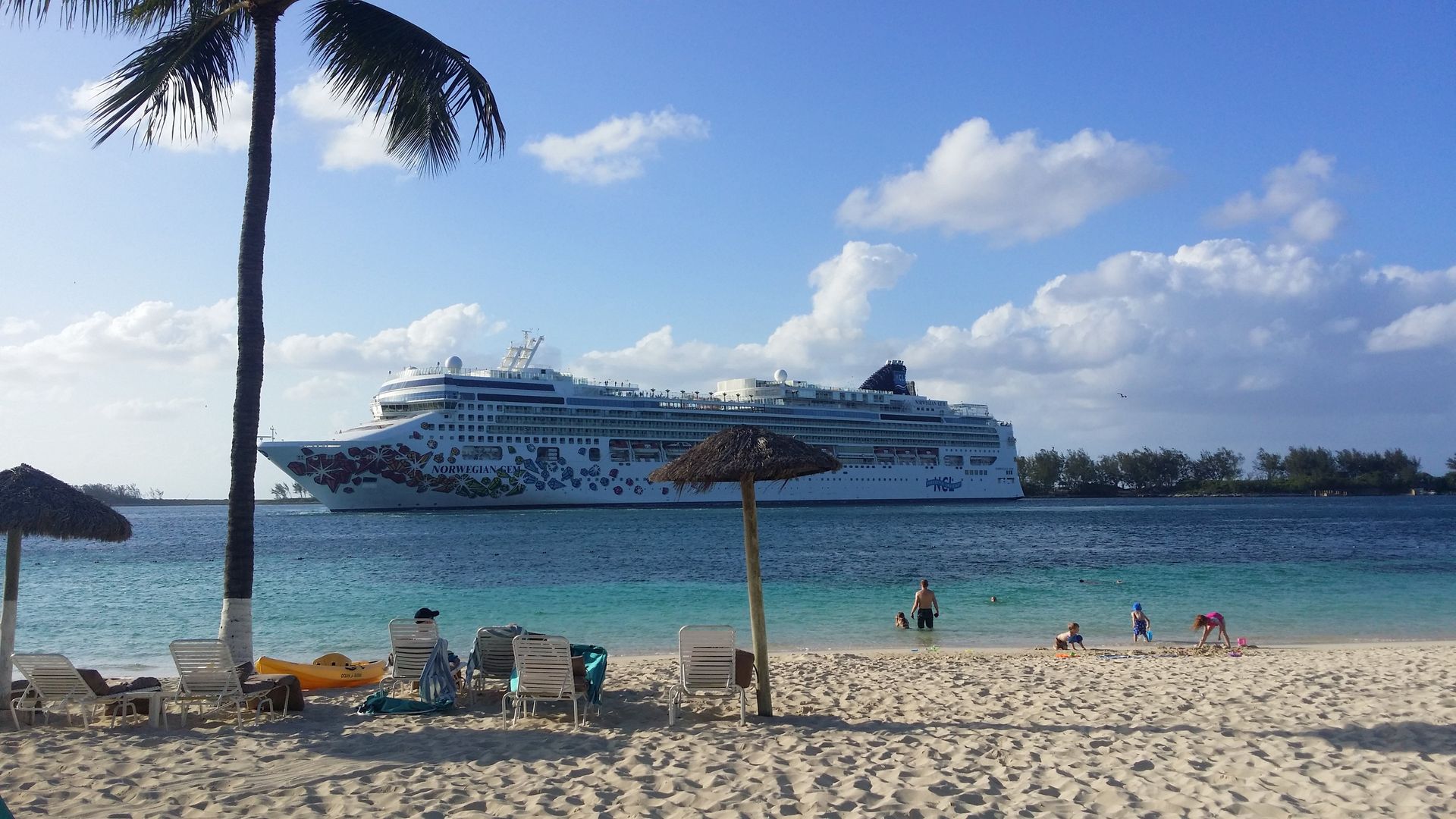 The private beach at the British Colonial Hilton
