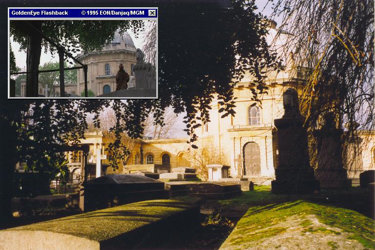 The chapel of West Brompton Cemetery, as can be seen in GoldenEye (1995) The chapel of West Brompton Cemetery, as can be seen in GoldenEye (1995)