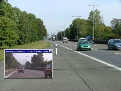 The AVUS, originally part of a race track, is the high way used in this scene from Octopussy (1983)