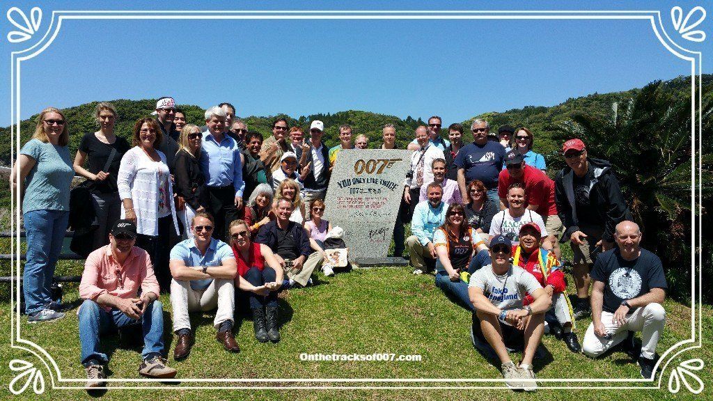 40 lucky Bond fans, at the 007 YOLT Memorial in Akime (photo: Onthetracksof007.com)