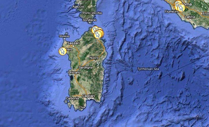 Sardinia locations map Sardinia locations map