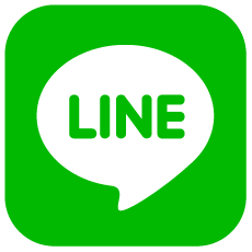 Line app logo: Green square with rounded corners, white speech bubble with the word 