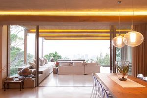 modern wood living area
