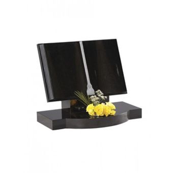 Black Granite classic bookset with added sandblast lines memorial