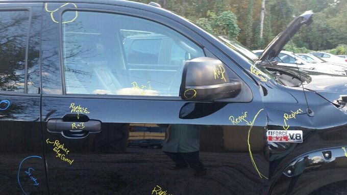 Car Crush left window Before repair - rust repairs in Birmingham, AL