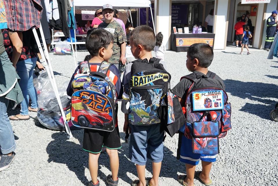 Boys with backpacks