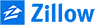 A blue and white logo for a company called zillow