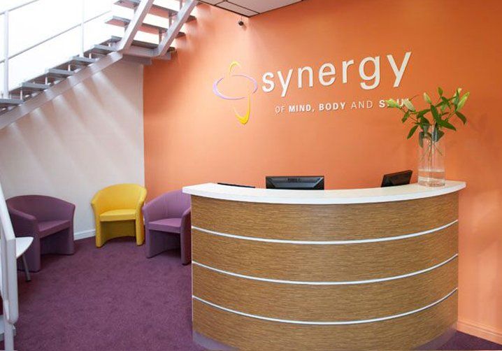 wooden reception desk