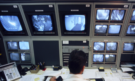 cameras and security monitors room