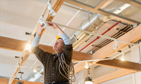 commercial lighting on the sealing of a room