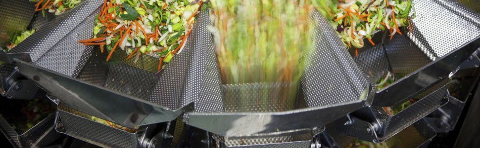 Machine processing fresh vegetables.