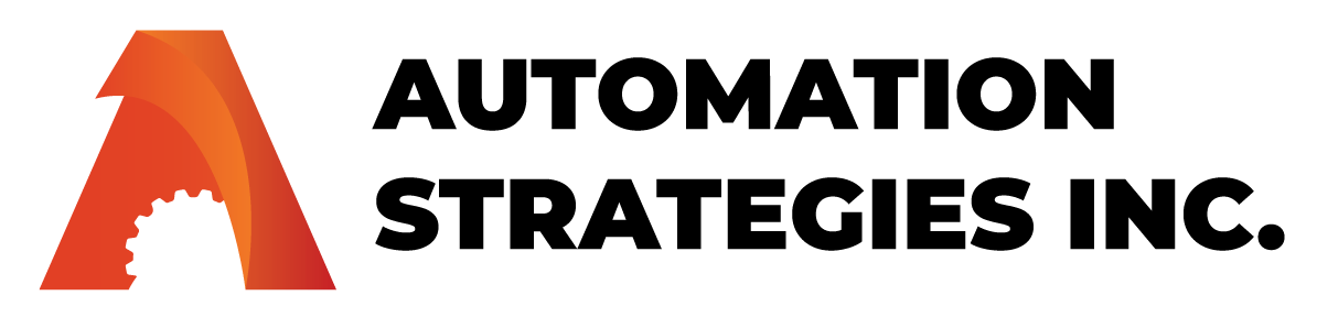 The logo for automation strategies inc. is orange and black