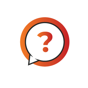 A speech bubble with a question mark inside of it.
