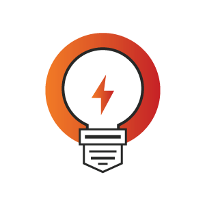 A light bulb with a lightning bolt inside of it.