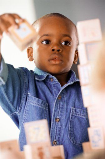 Boy playing with Building Blocks — Child Care in Victorville, CA