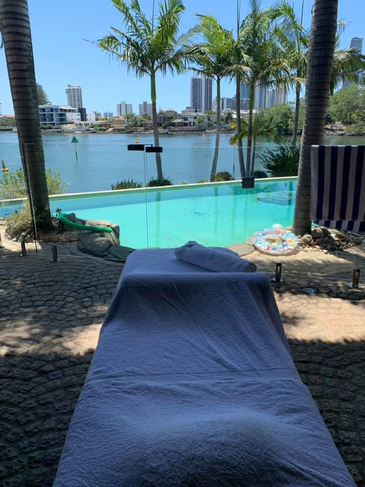Mobile Facial and Massage Bed by the Pool — Beauty Therapy Gold Coast QLD