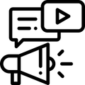 Bullhorn and play sign icon
