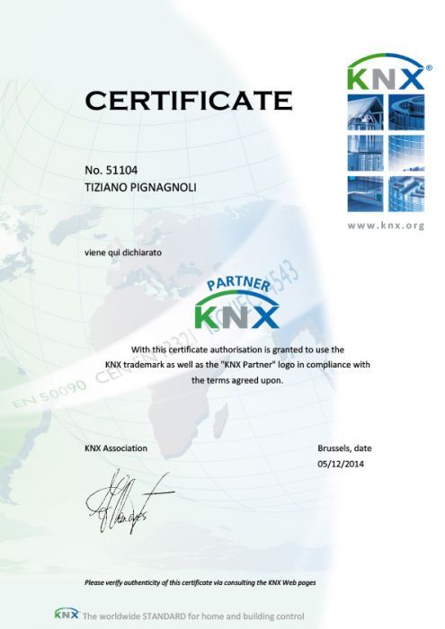 Certificato partnership con KNX