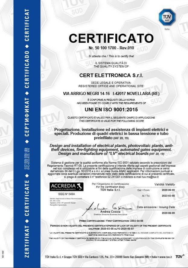 Certificazione ISO di qualità per il settore dell'impiantistica