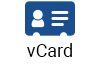 Blue vCard icon with a person and lines.