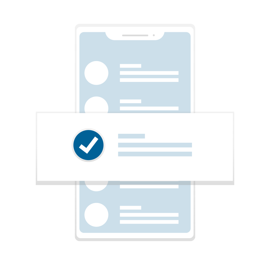 check mark on a list on a phone illustration