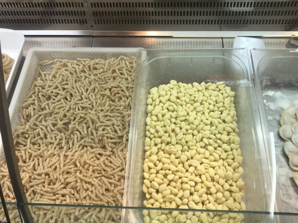Fresh gnocchetti and sedanini on display