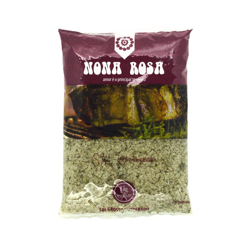 sal grosso temperado com pimenta para churrasco no pacote 1kg