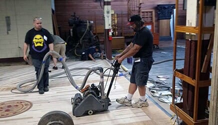 Floor Refinishing in Progress — Richmond, VA — Old Dominion Floor Company Floor Refinishing in Progress — Richmond, VA — Old Dominion Floor Company